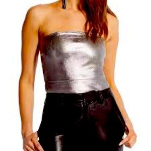 Leather bustier by AS by DF. Gunmetal color size XL $450 retail!